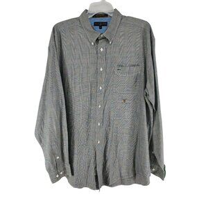 Tommy Hilfiger Button Down Shirt Men's Size XXL Black Mini Herringbone Plaid